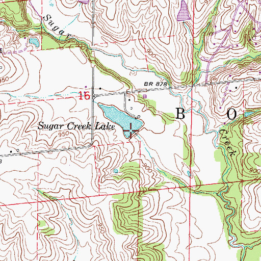 Topographic Map of Sugar Creek Lake Dam, IA