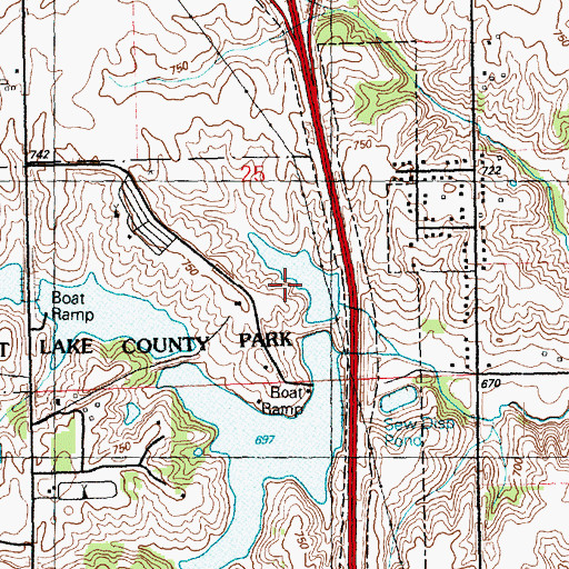 Topographic Map of Northeast Lake Dam, IA