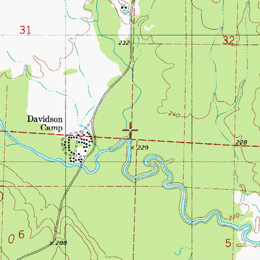 Topographic Map of Bell Creek, AR
