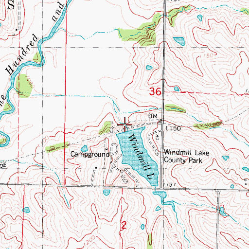 Topographic Map of Windmill Lake Dam, IA