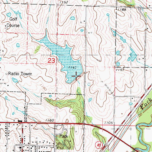 Topographic Map of Bedford Water Supply Dam, IA