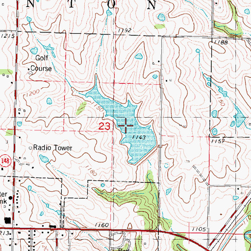 Topographic Map of Bedford Water Supply Lake, IA