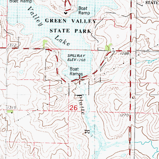 Topographic Map of Green Valley Lake Dam, IA