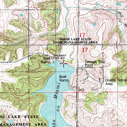 Topographic Map of Lake Miami Dam, IA