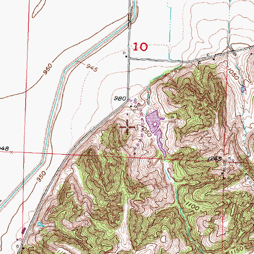 Topographic Map of Bartlett Hills Lake Dam, IA