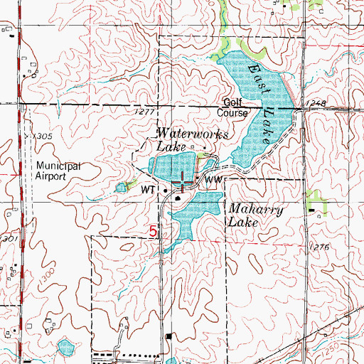 Topographic Map of Lake Maharry Dam, IA