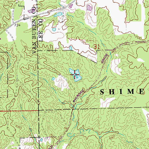 Topographic Map of Shimek Forest Pond Two, IA