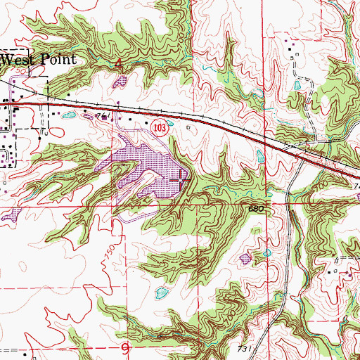 Topographic Map of Pollimer Park Lake Dam, IA