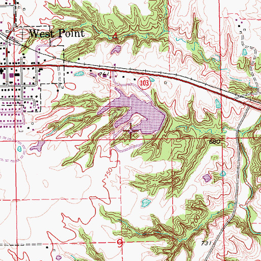 Topographic Map of Pollimer Park Lake, IA