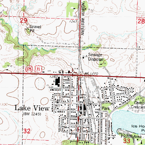 Topographic Map of Lake View, IA
