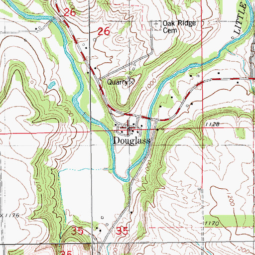 Topographic Map of Douglass, IA