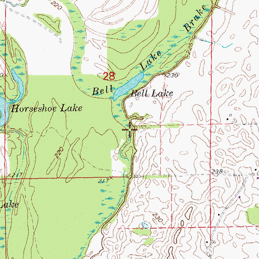 Topographic Map of Bell Lake Brake, AR