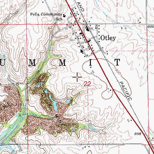 Topographic Map of Otley, IA