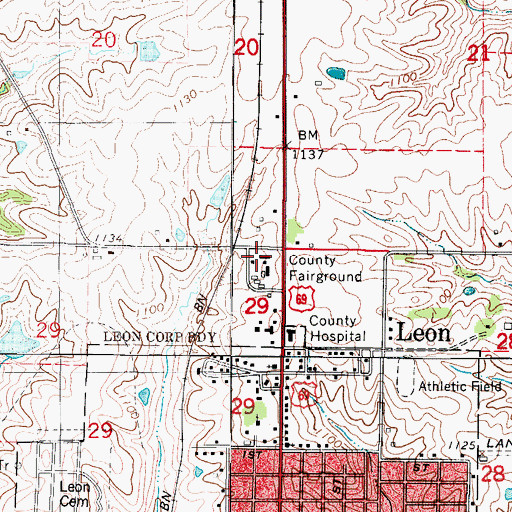 Topographic Map of Decatur County Fairground, IA
