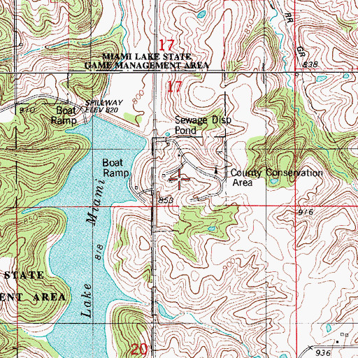 Topographic Map of Monroe County Comservation Area, IA