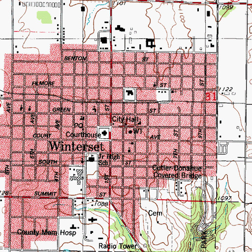Topographic Map of Winterset City Hall, IA