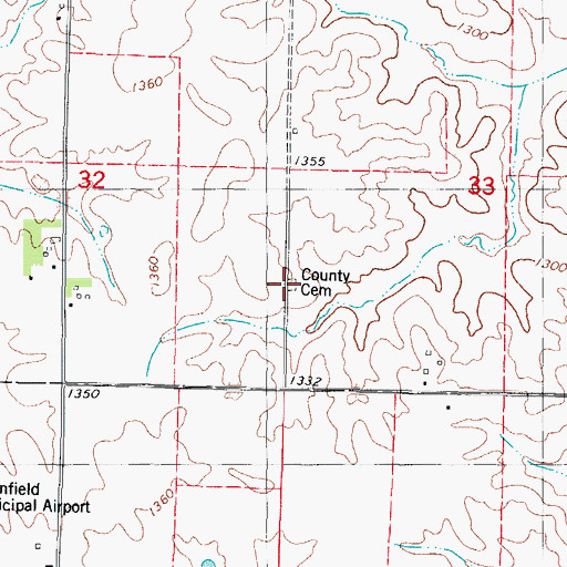Topographic Map of Adair County Cemetery, IA
