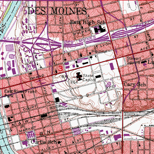 Topographic Map of Iowa State Capitol, IA