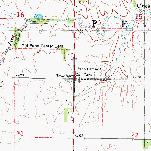 Topographic Map of Penn Townhall, IA