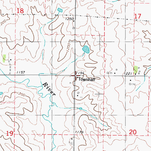 Topographic Map of Lincoln Townhall, IA