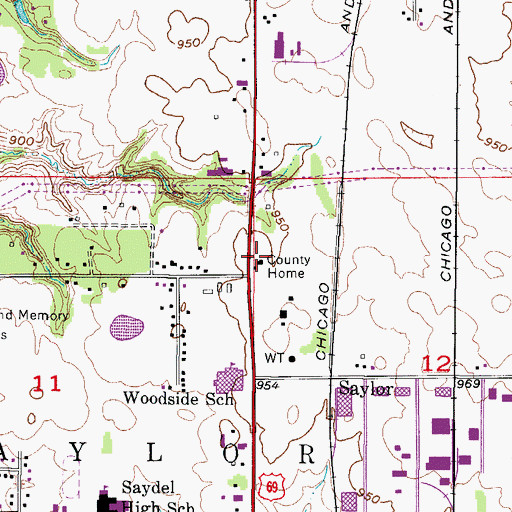 Topographic Map of Polk County Home, IA