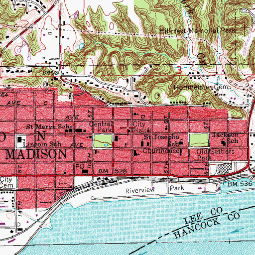 Topographic Map of Fort Madison City Hall, IA