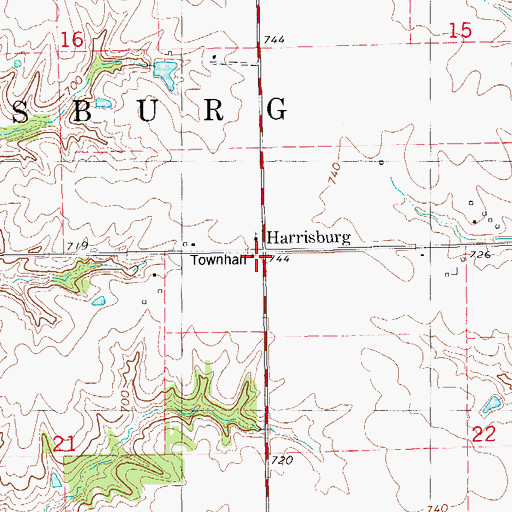 Topographic Map of Harrisburg Townhall, IA