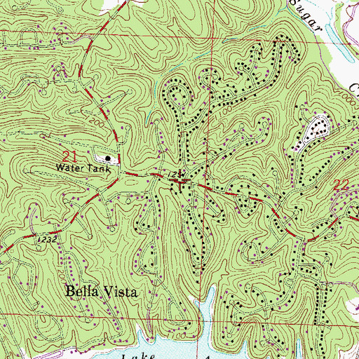 Topographic Map of Bella Vista, AR