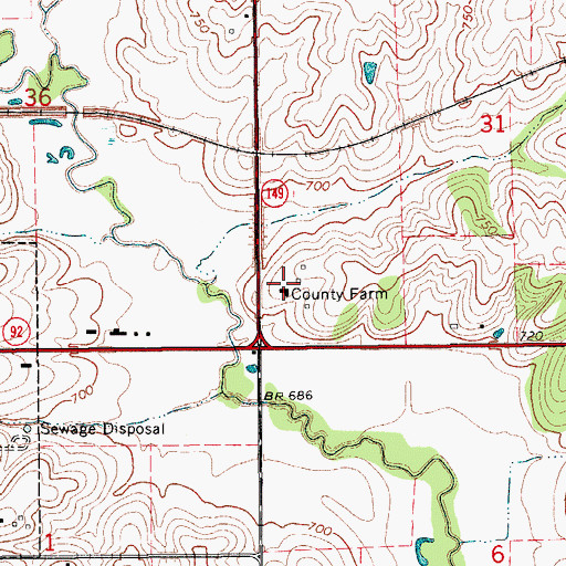 Topographic Map of Keokuk County Farm, IA