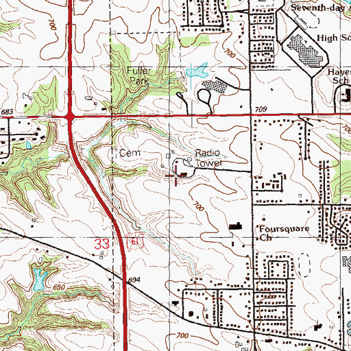 Topographic Map of Muscatine County Home, IA