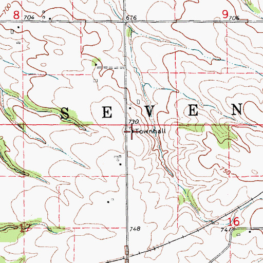 Topographic Map of Seventy-Six Townhall, IA