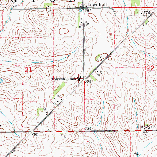 Topographic Map of Washington Township Elementary School, IA