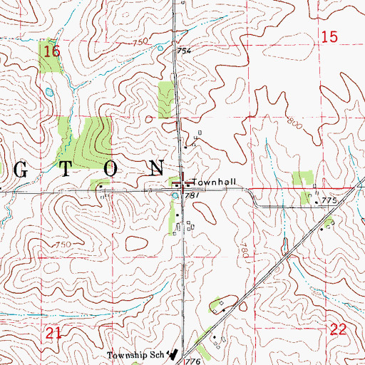 Topographic Map of Washington Townhall, IA