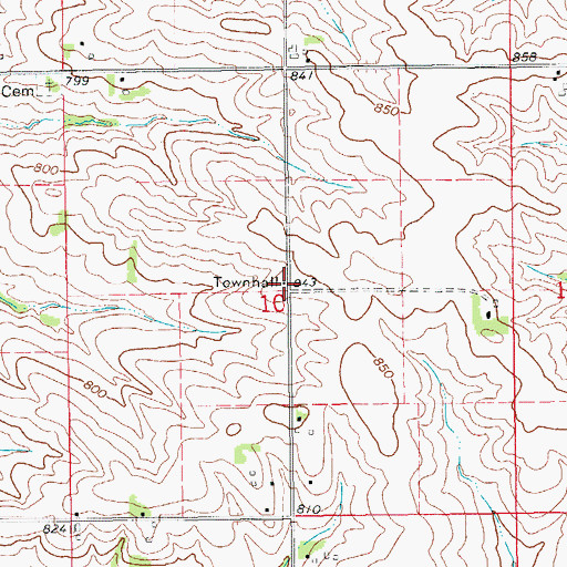 Topographic Map of Monroe Townhall, IA