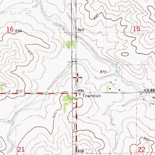 Topographic Map of Big Grove Townhall, IA