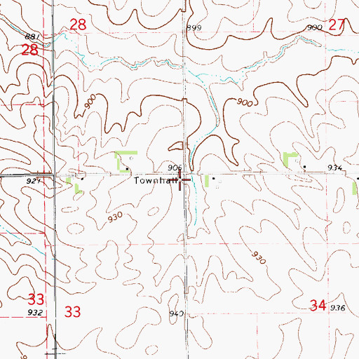Topographic Map of Homer Townhall, IA