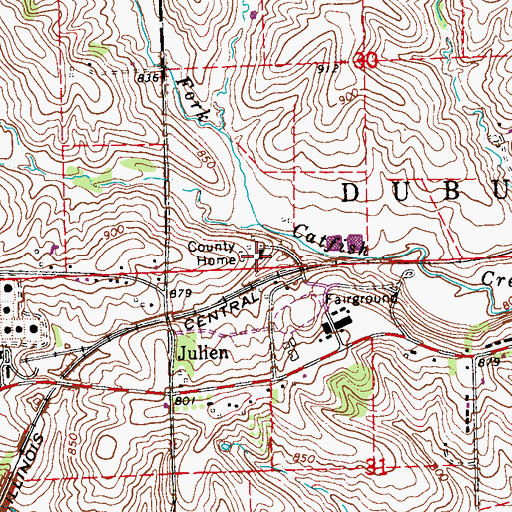 Topographic Map of Dubuque County Home, IA