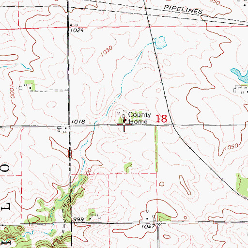 Topographic Map of Delaware County Home, IA