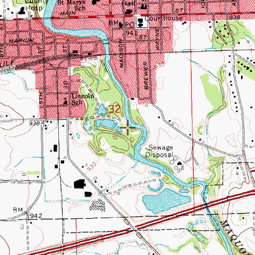 Topographic Map of Manchester City Hall, IA