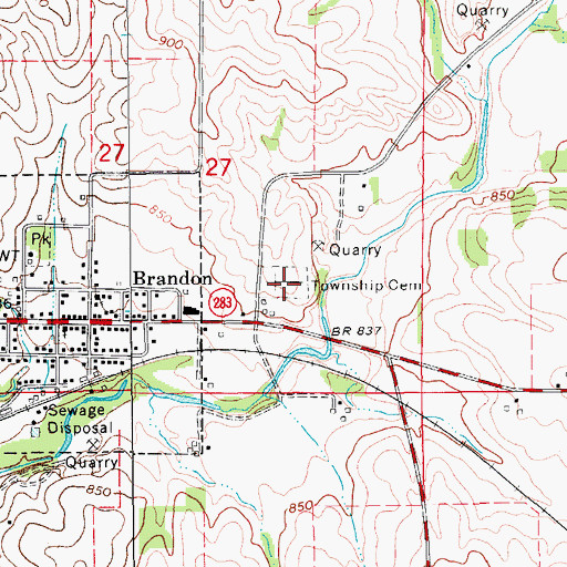 Topographic Map of Jefferson Township Cemetery, IA