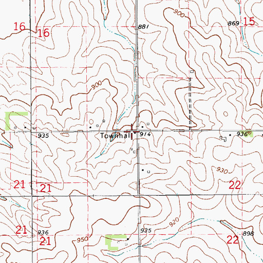 Topographic Map of Bruce Townhall, IA