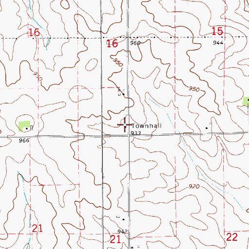 Topographic Map of Fox Townhall, IA