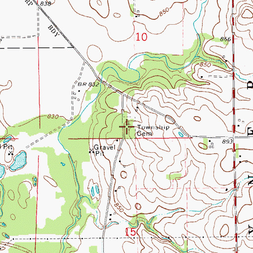 Topographic Map of Poyner Township Cemetery, IA