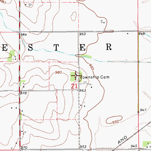 Topographic Map of Lester Township Cemetery, IA