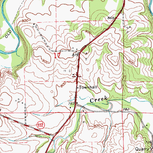 Topographic Map of Cox Creek Townhall, IA