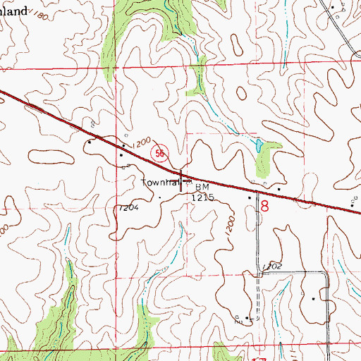 Topographic Map of Highland Townhall, IA