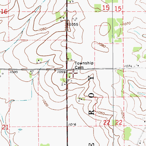 Topographic Map of Frederika Township Cemetery, IA