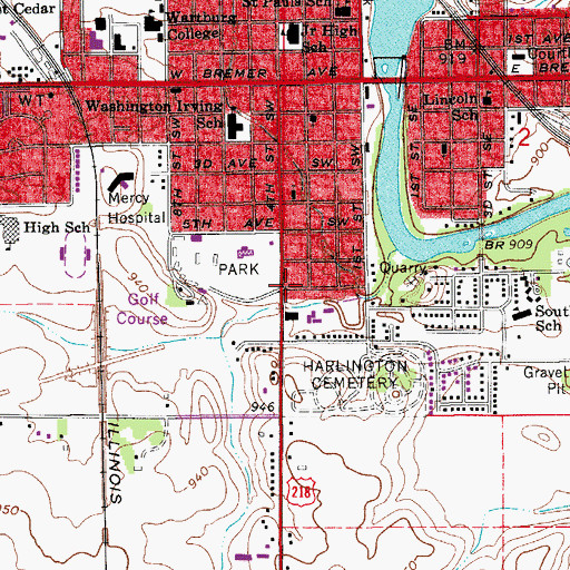 Topographic Map of South Side Shopping Center, IA