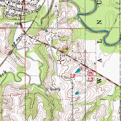 Topographic Map of KMGO-FM (Centerville), IA