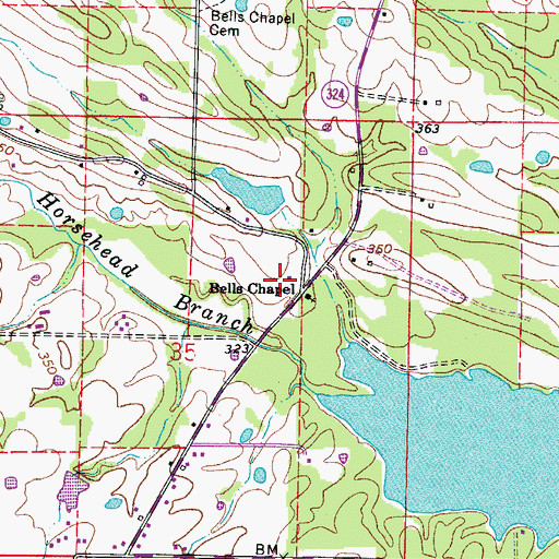 Topographic Map of Bells Chapel, AR